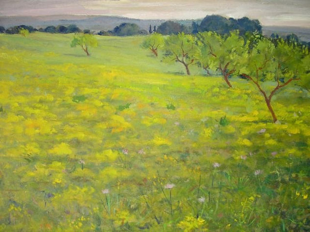 Almendros sobre verdes Oil Canvas Landscaping