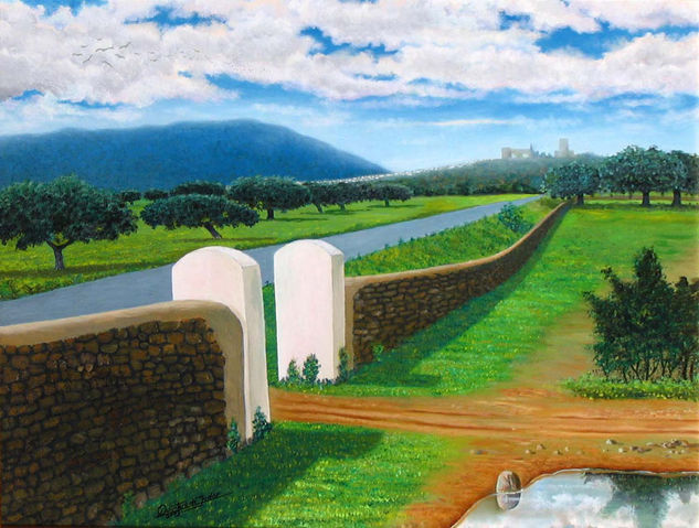 CASTILLO DE NOGALES Oil Canvas Landscaping