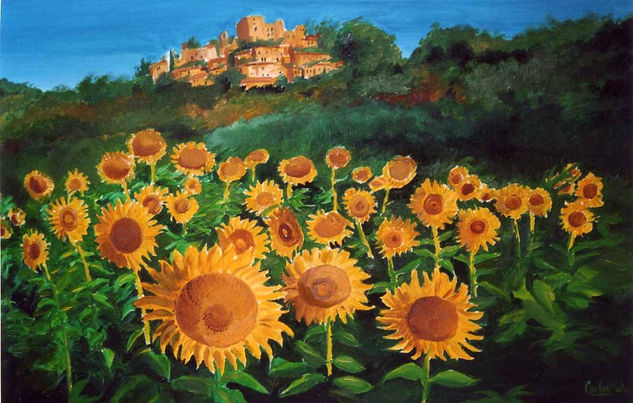 Campo de girasoles Óleo Lienzo Paisaje