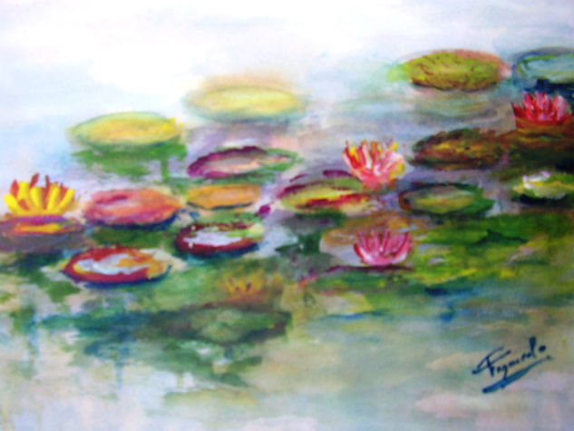 CAMPO  DE NENUFARES--2 Watercolour Paper Floral Painting