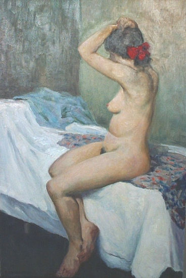 El moño rojo Oil Canvas Nude Paintings