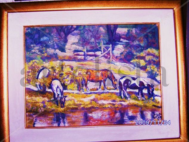 CABALLOS PASTANDO Oil Canvas Landscaping