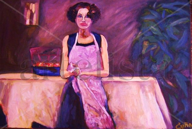 MUJER EN EL RESTAURANT Oil Canvas Figure Painting