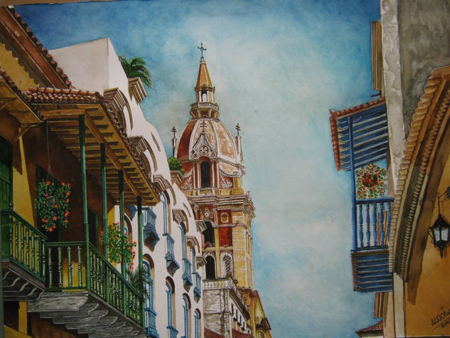 Catedral de Cartagena de Indias (Colombia) Watercolour Paper Landscaping