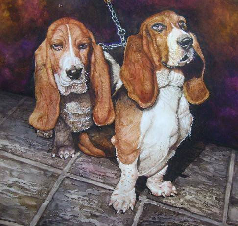 Perros Salchichas o Bassets Watercolour Paper Animals