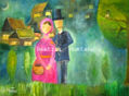 encuentro nocturno, amantes, noche, bosque, buho, pareja, amor
