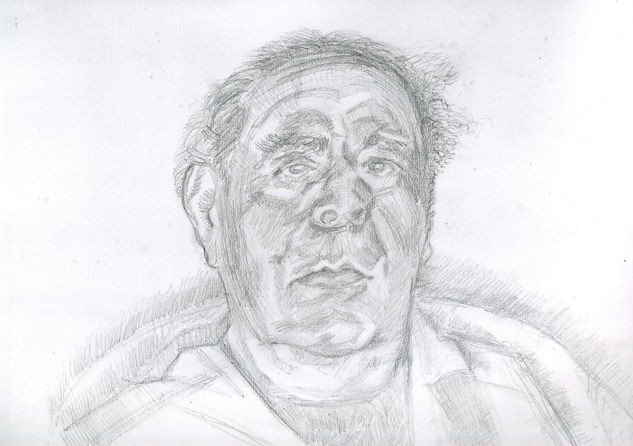 Lord Goodman in His Yellow Pyjamas de Lucian Freud Pencil