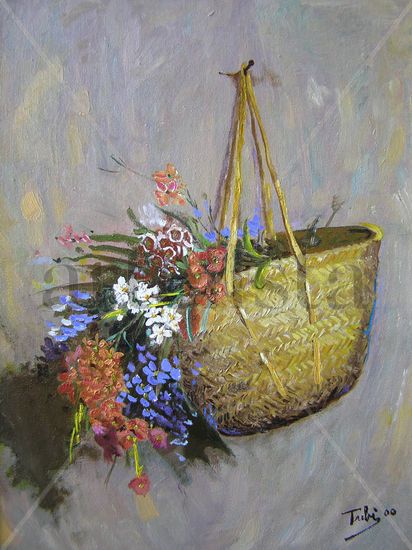 Capazo con flores Oil Canvas Still Life Paintings