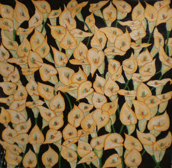 Alcatraces en negro Oil Canvas Floral Painting