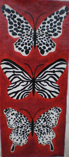 Mariposas en rojo Acrylic Canvas Animals