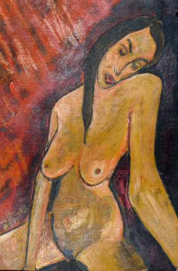 Desnudo Óleo Cartulina Figura