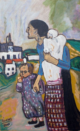 Familia Oil Canvas Figure Painting