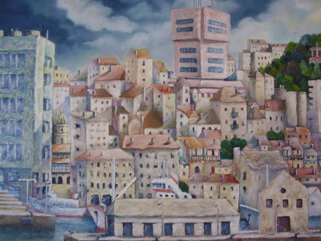 Vigo desde el mar Oil Canvas Landscaping