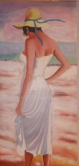 mujer en la playa Oil Canvas Figure Painting