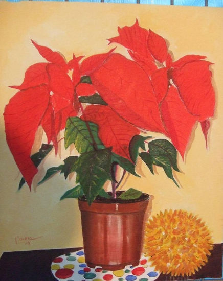 FLOR DE NAVIDAD Óleo Lienzo Paisaje