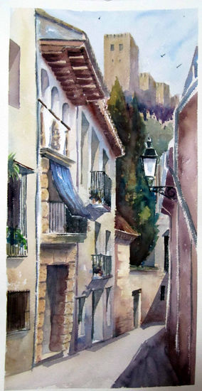 Calle de Zafra Acuarela Papel Paisaje