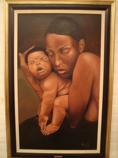 ABRAZO MATERNAL Oil Canvas Figure Painting