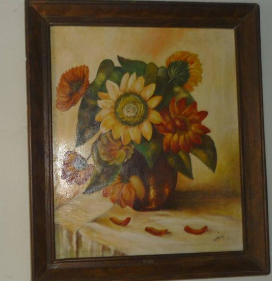 las flores Oil Panel Floral Painting