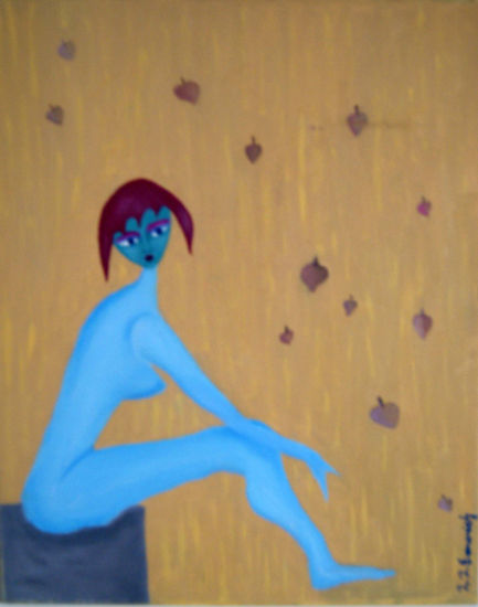 AZUL EN OTOÑO Oil Canvas Figure Painting