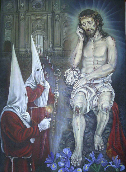 CRISTO DE LA MEDITACION Oil Canvas Figure Painting