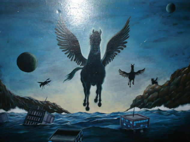 La visita de los Pegasos. Oil Canvas