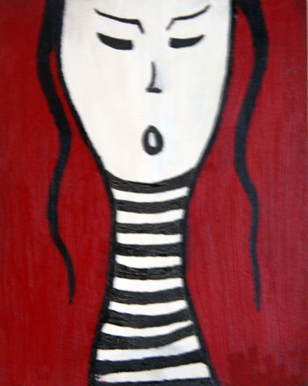 JAPONESA EN ROJO Oil Canvas Figure Painting