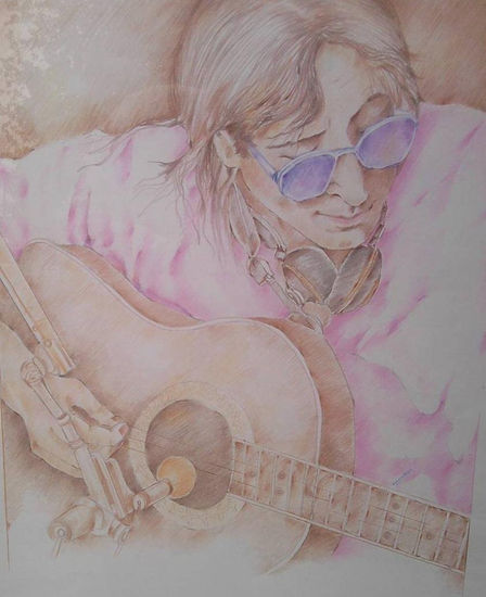 Retrato a lápiz de john Lennon Pencil