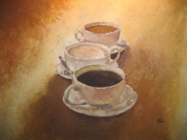 La hora del cafe Mixed media Canvas Others