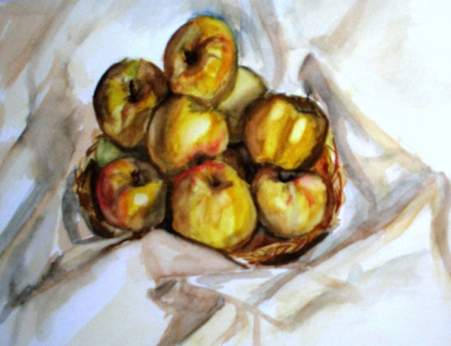 Bodegón con manzanas Watercolour Paper Still Life Paintings