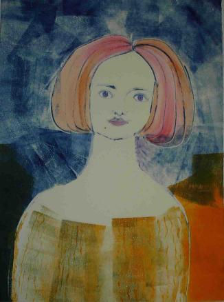 Muchacha con lunar Mixed media Paper Figure Painting