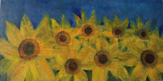 Girasoles Mixed media Canvas Floral Painting