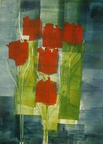 Tulipanes rojos Monoprint