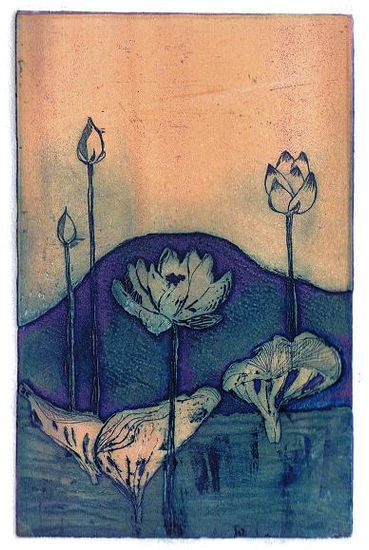 Flores de loto-aguafuerte Etching Process