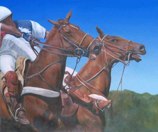 caballos de polo Oil Canvas Landscaping