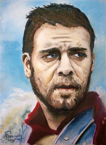 Russell Crowe - Gladiador Pastel Papel Retrato