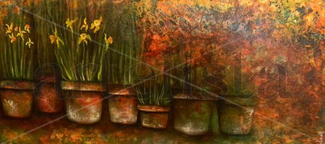 patio Oil Canvas Floral Painting