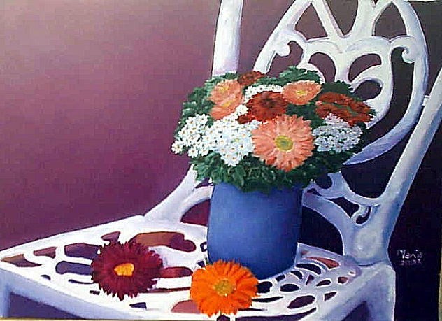 SILLA  CON FLORES