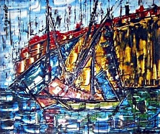 marina puerto Oil Others Marine Painting