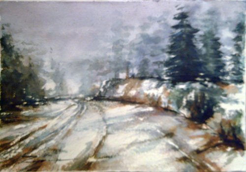 NEVADO EN DURUELO DE LA SIERRA SORIA Watercolour Paper Landscaping