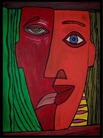 las dos caras de la vida Acrylic Canvas Figure Painting