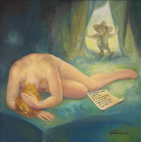 MUJER, DUENDE Y POESIA Oil Canvas Nude Paintings