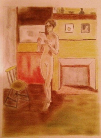 Mujer leyendo Pastel Papel Desnudos