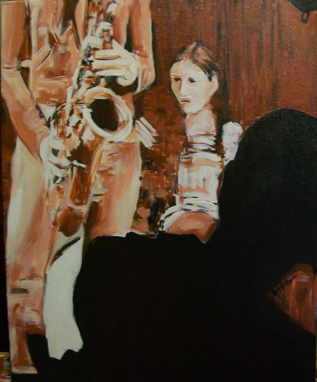 escuchando la orquesta Acrylic Canvas Portrait