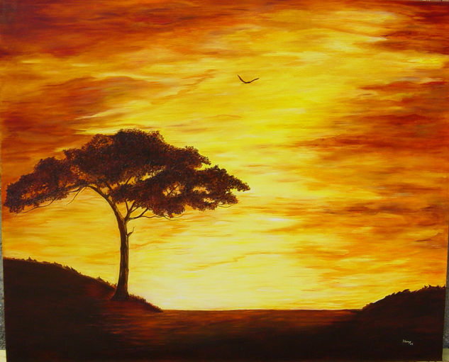 Atardecer en África Oil Canvas Landscaping