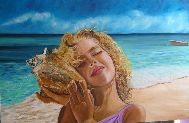 La niña y la caracola Oil Canvas Landscaping