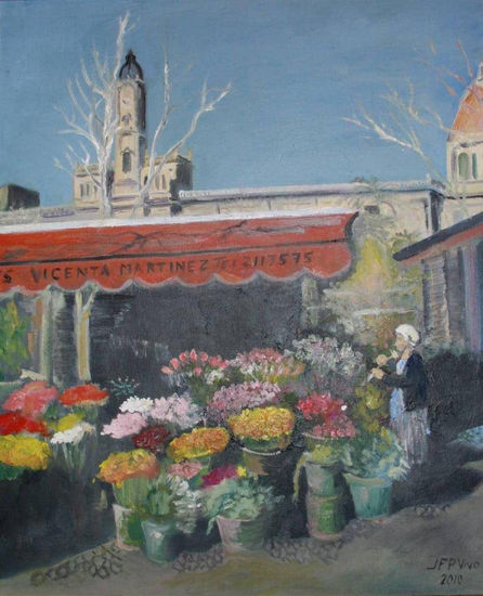 La plaza de las flores Oil Canvas Landscaping