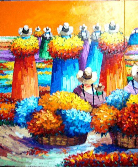 datalle de  la obra flores Oil Canvas Landscaping