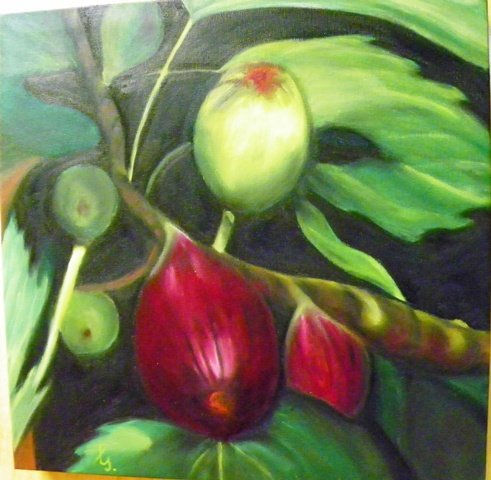 HIGOS NEGROS Oil Textile Still Life Paintings