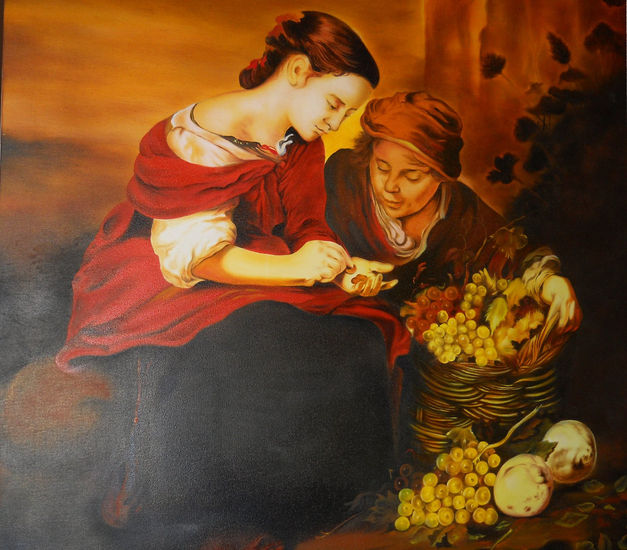 LA PEQUEÑA VENDEDORA DE FRUTAS Oil Canvas Figure Painting