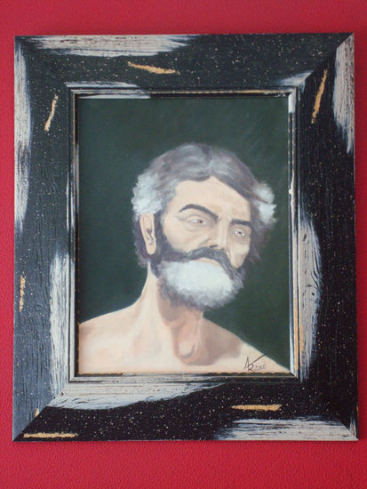 Viejo Óleo Lienzo Retrato